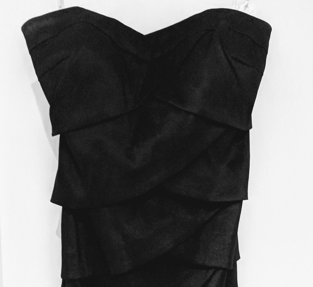 Black strapless cocktail dress